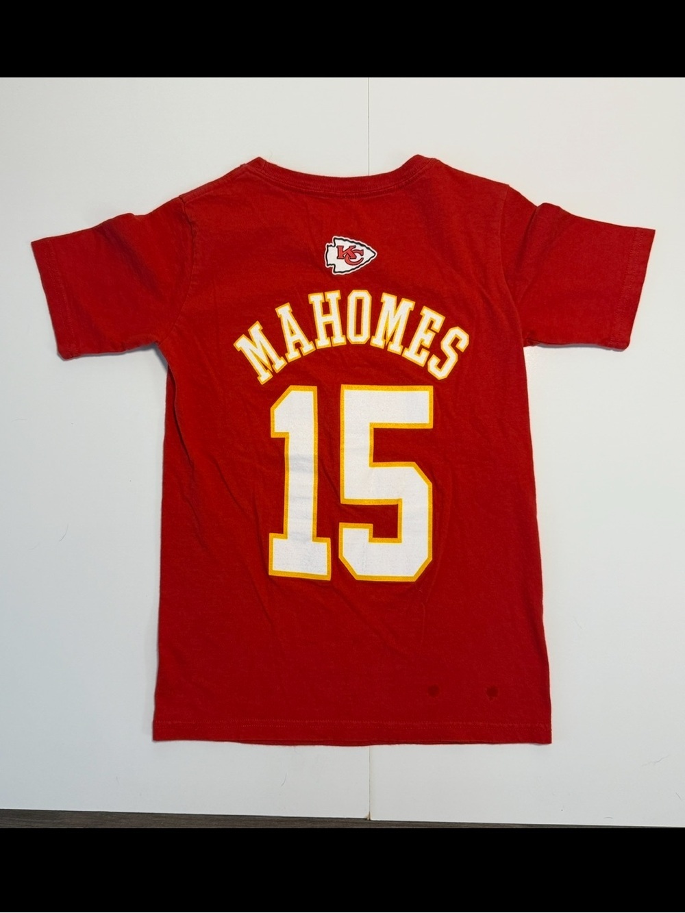 Kansas City Chiefs Red Kids Jersey Tee - #15 MAHOMES - SMALL